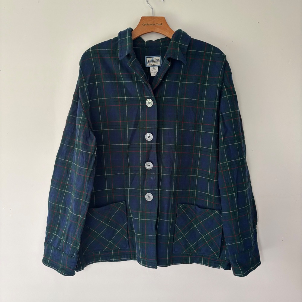 Pendleton 49er Jacket Vintage Wool Plaid Tartan Limited Edition Blue Green XL